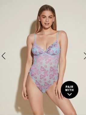 NWT Cosabelle Sheer Floral Lace Savona Bodysuit Sz M $155 Coquette Fairy